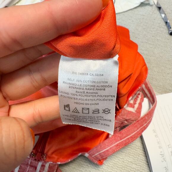 Anthropologie ett:twa Red + Craem Stripe Robin Cropped Wide Leg V Neck Jumpsuit - Picture 6 of 11